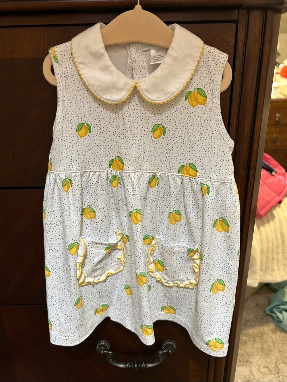 Sleeveless White Lemon Print Dress